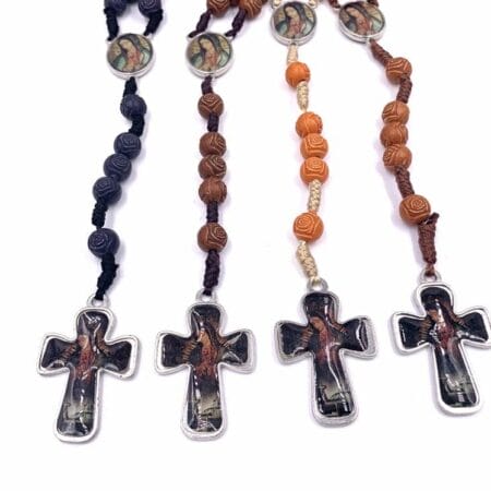 Guadalupe Wooden Floral Rosary Beads For Women
