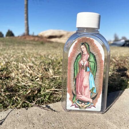 Empty Large Holy Water Bottle with Our Lady of Guadalupe
