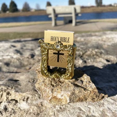 Gold Mini Bible Keychain KJV