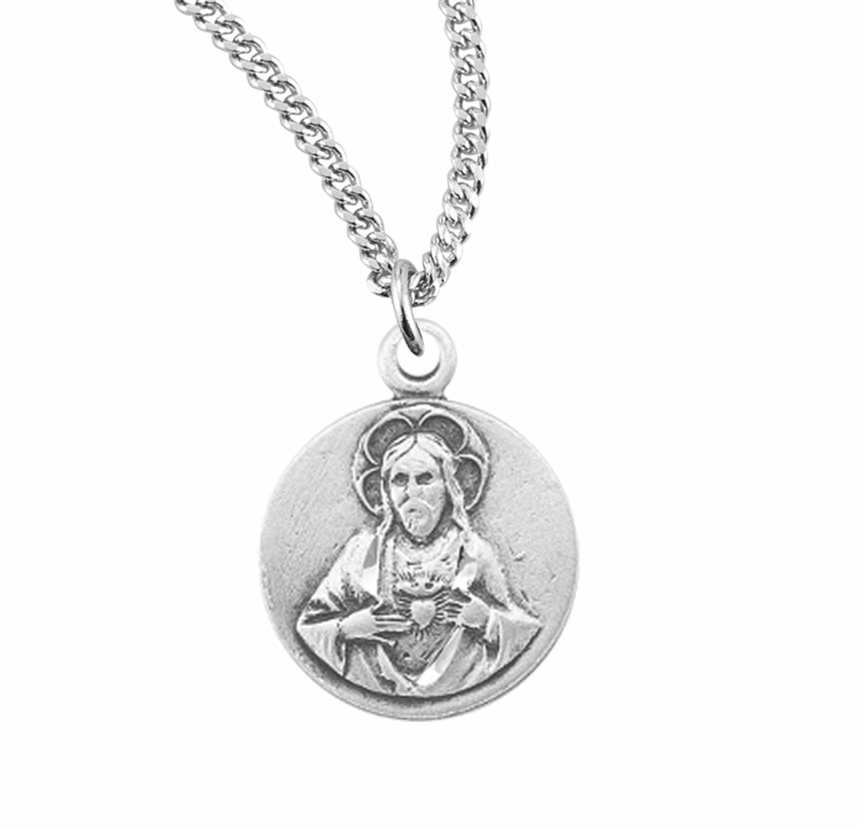 Sterling Silver Scapular Sacred Heart of Jesus Medal