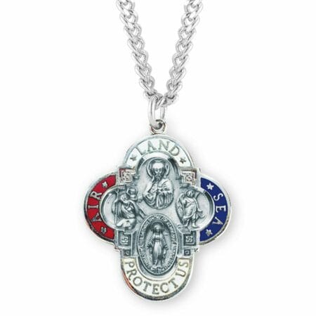 Four Way Catholic Medals Sterling Silver