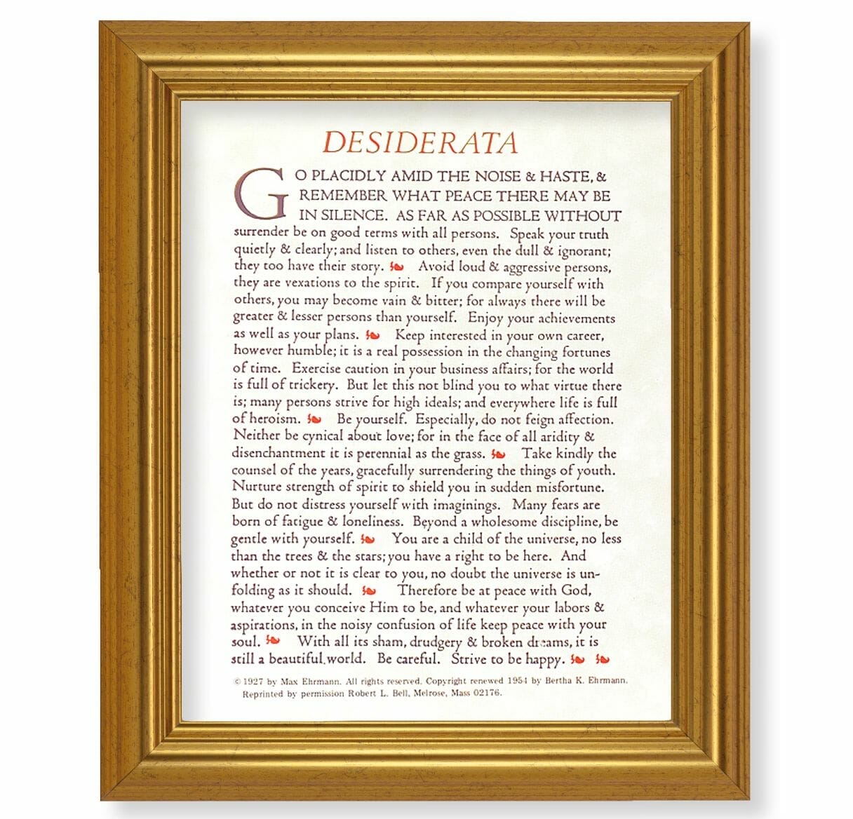 Desiderata Gold Framed Art