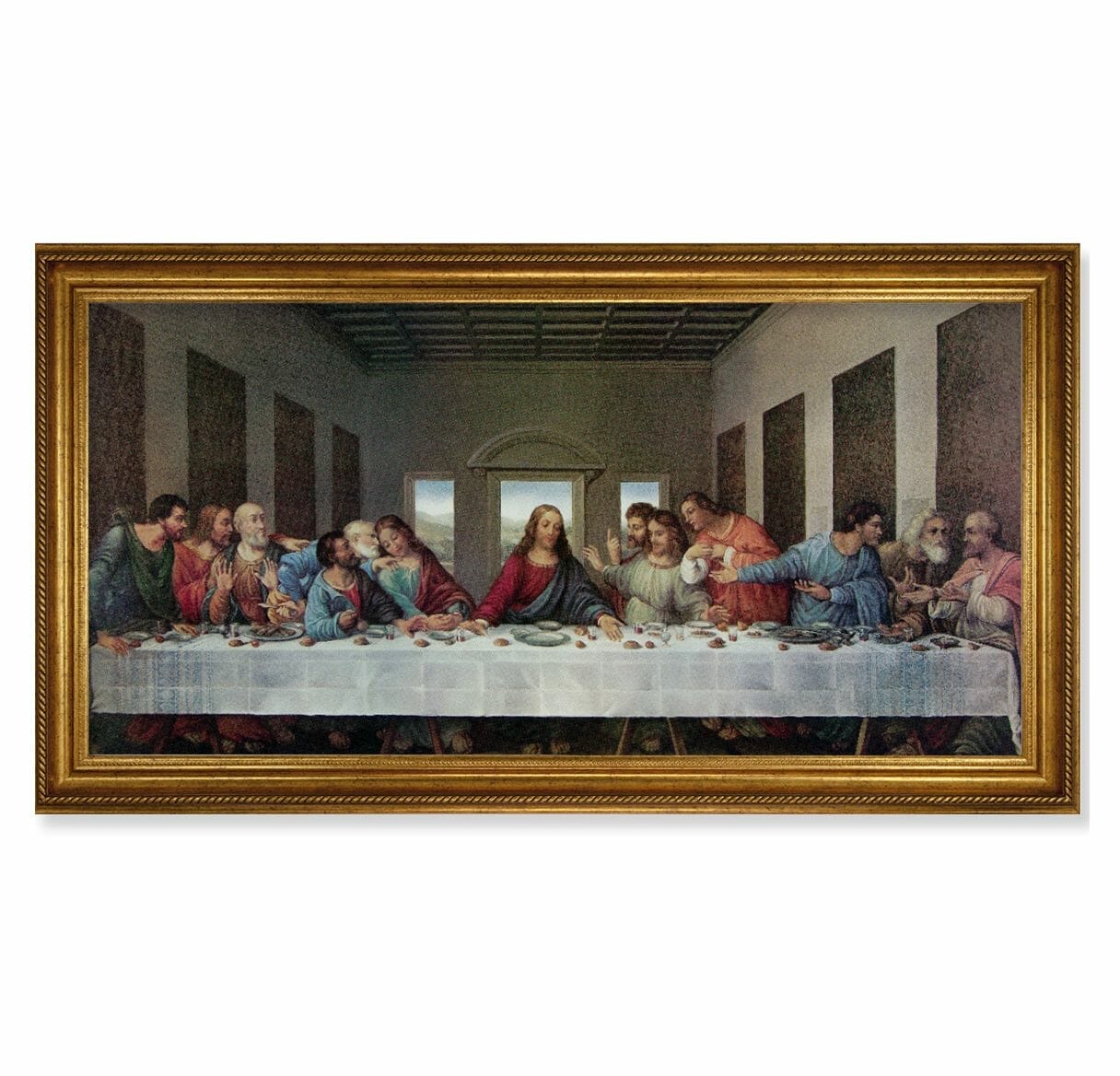 Last Supper Antique Gold Framed Canvas Art - Buy Religious Catholic Store