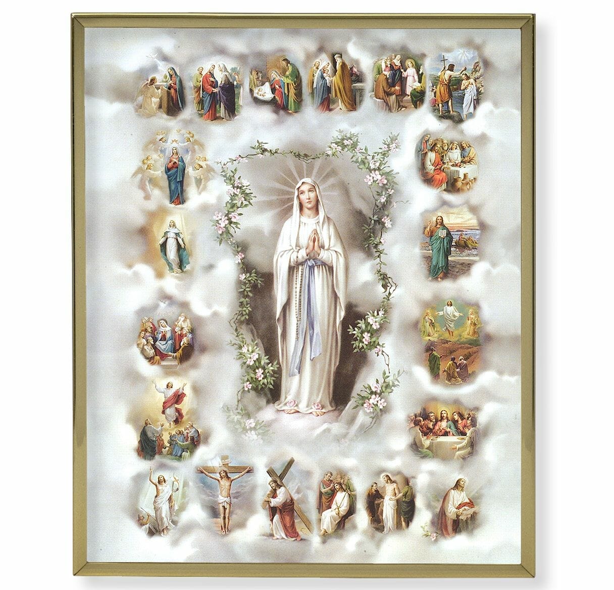 Mysteries Of The Rosary Gold Framed Plaque Art Buy Religious Catholic Store 3626