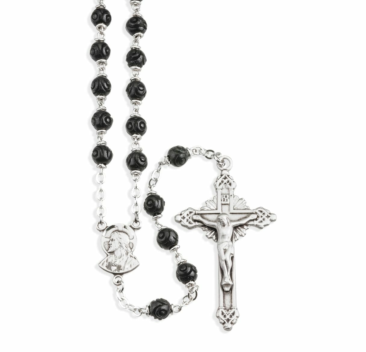 HMH Religious Sacred Heart Crucifix and Centerpiece Rosary Set