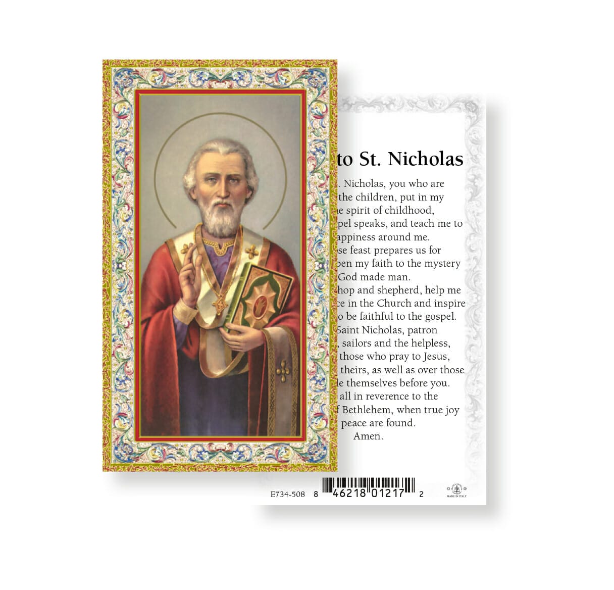 Saint Nicholas Gold-Stamped Holy Card - 100 Pack