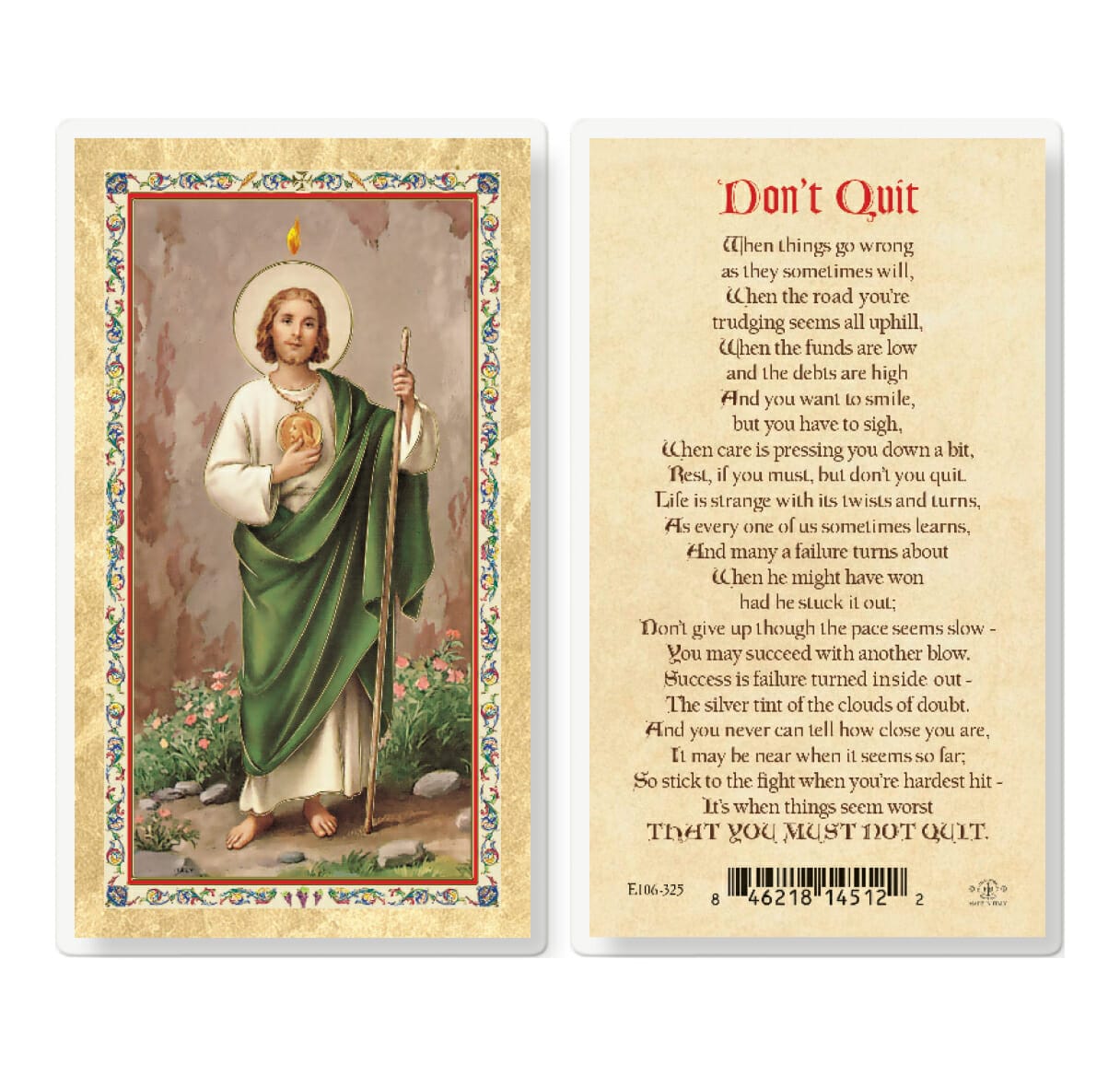 St. Jude - Don't Quit Gold-Stamped Laminated Holy Card - 25 Pack - Buy ...