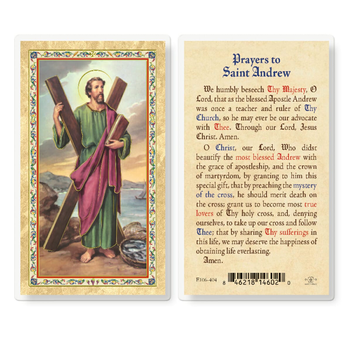 St. Andrew Gold-Stamped Laminated Holy Card - 25 Pack - Buy Religious ...