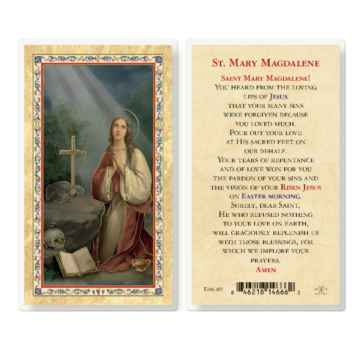 Prayer to Mary Magdalene Gold-Stamped Laminated Holy Card - 25 Pack ...