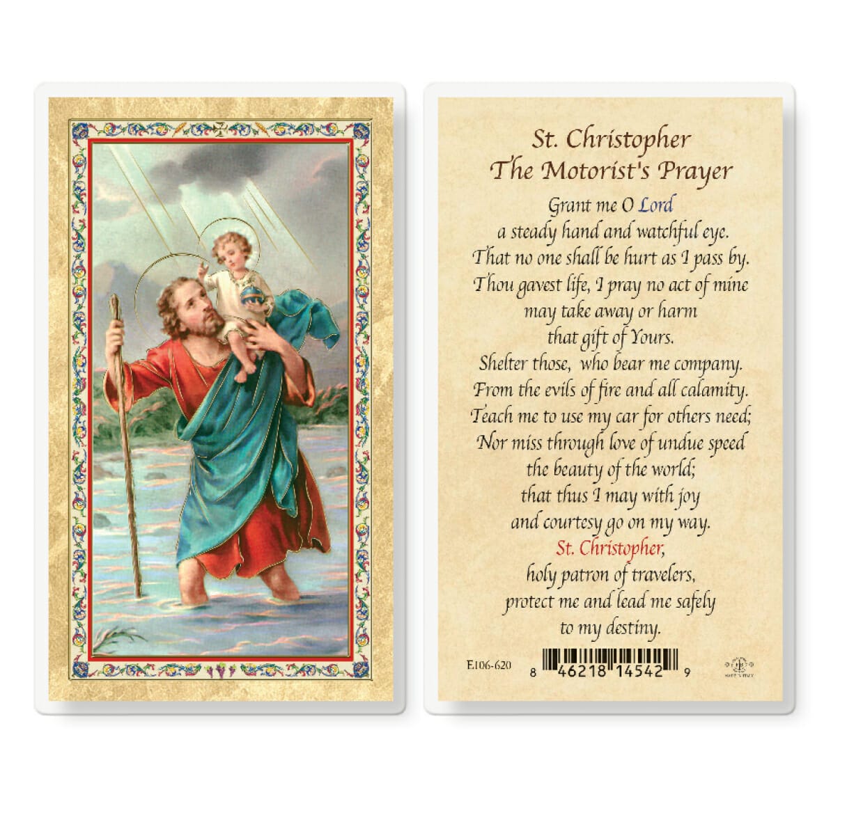 St. Christopher - Motorist Prayer Gold-Stamped Laminated Holy Card - 25 ...