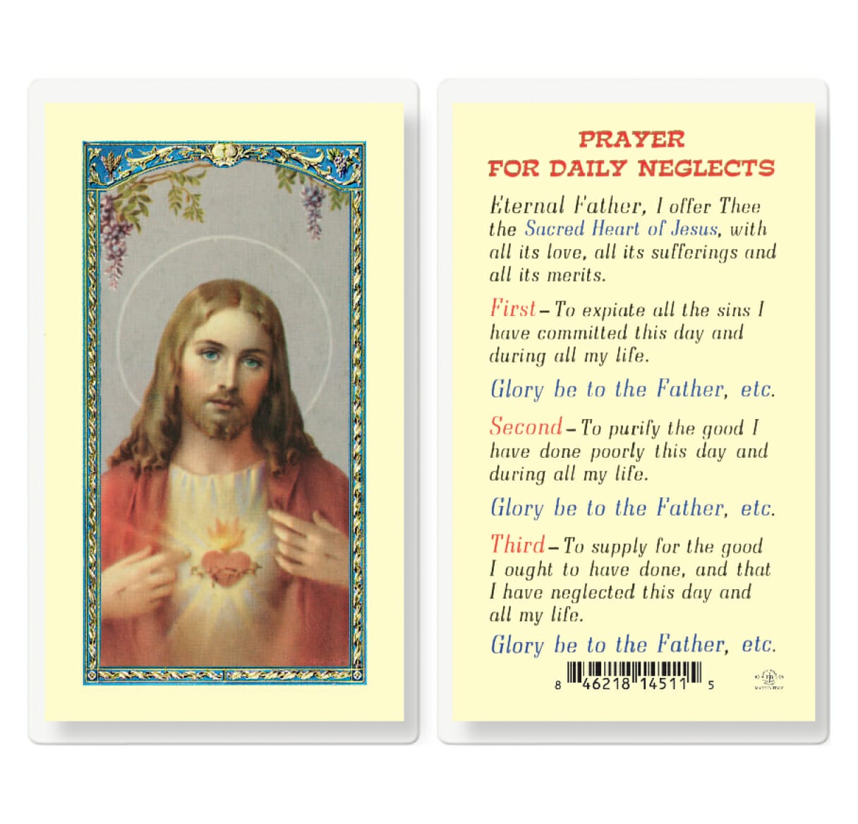 Prayer for Daily Neglects Laminated Holy Card - 25 Pack