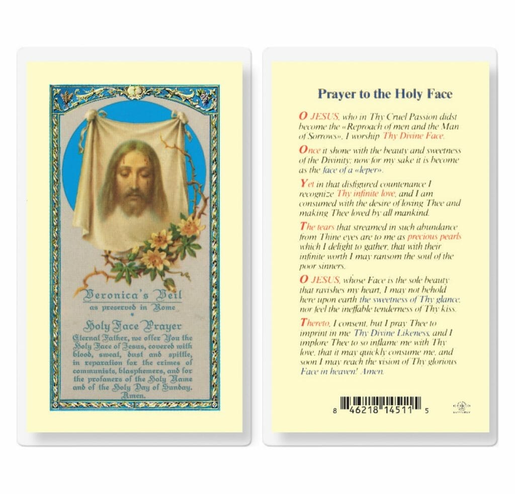 Prayer to the Holy Face Laminated Holy Card - 25 Pack - Buy Religious ...