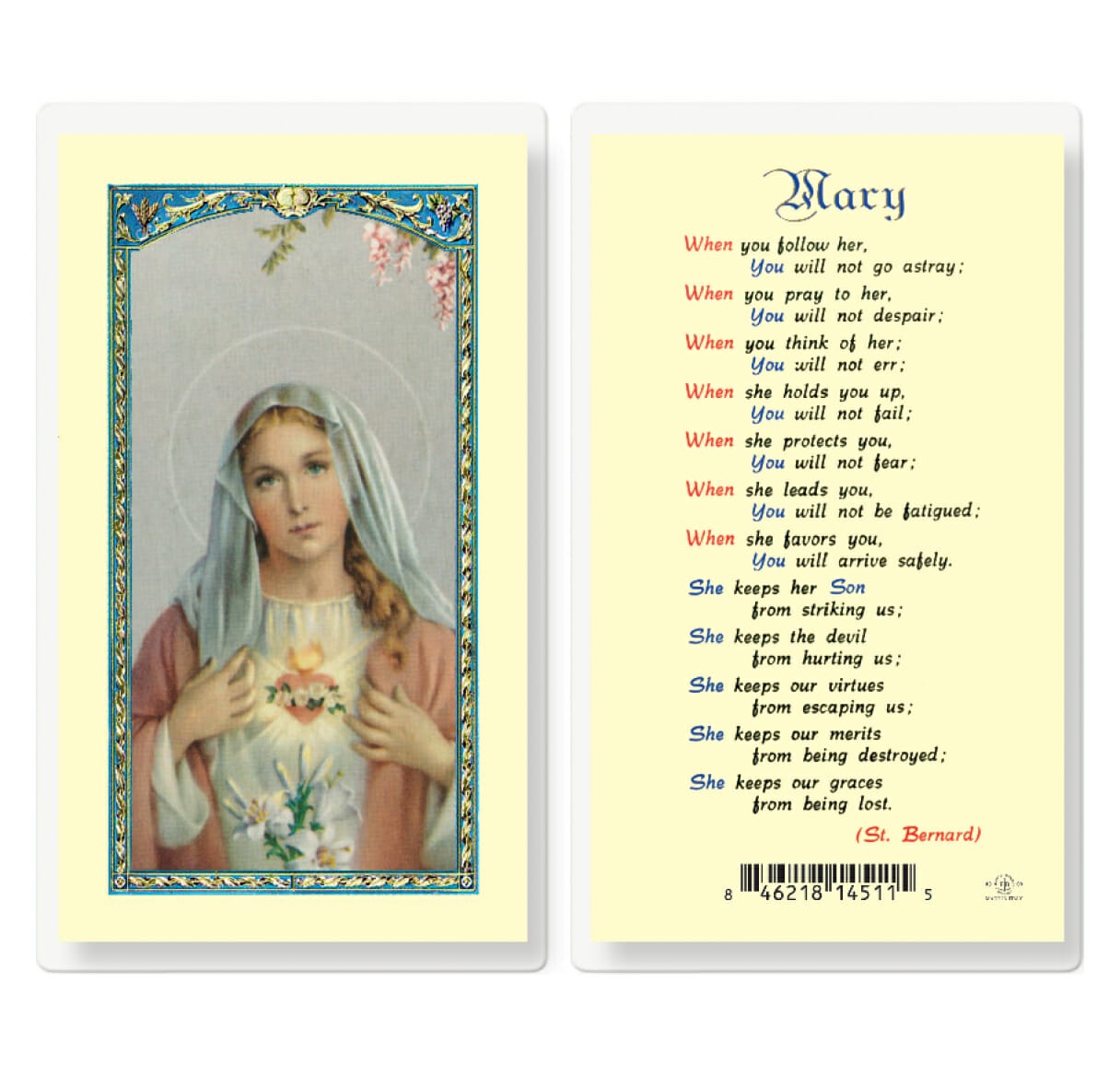 Mary When You Follow Her Laminated Holy Card - 25 Pack