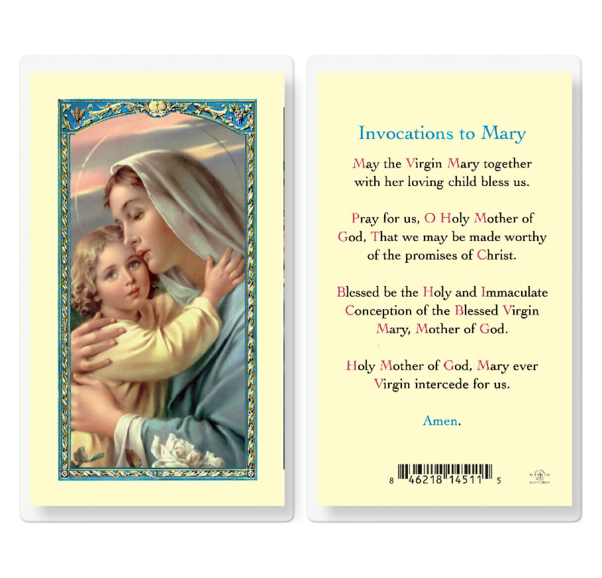 Invocation Prayer Laminated Holy Card - 25 Pack