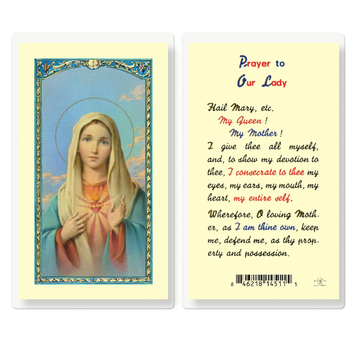 Our Lady Laminated Holy Card - 25 Pack - Buy Religious Catholic Store