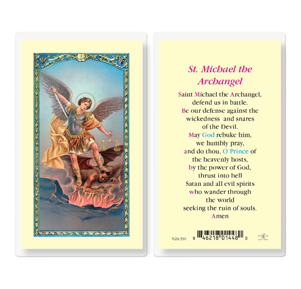 Saint Michael Laminated Holy Card - 25 Pack - Buy Religious Catholic Store