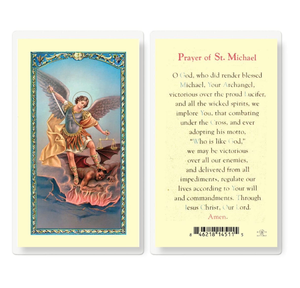 Saint Michael Laminated Holy Card - 25 Pack