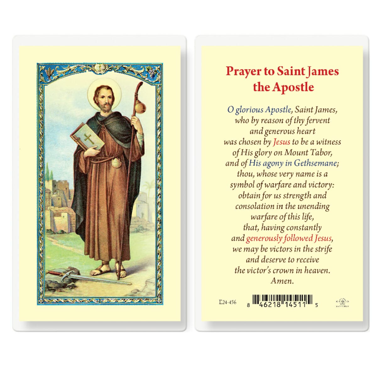 Saint James the Greater Laminated Holy Card - 25 Pack