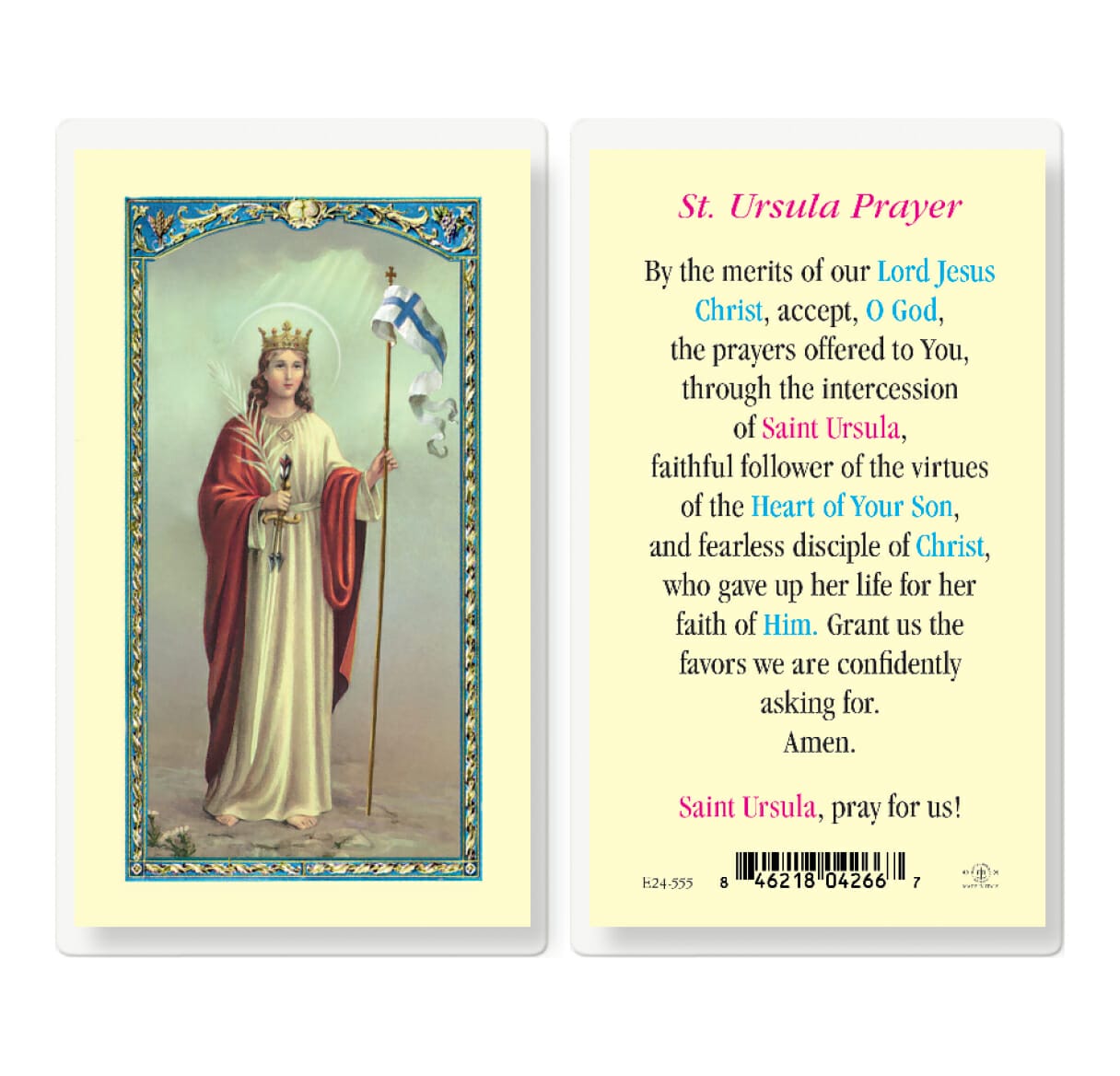 Saint Ursula Laminated Holy Card - 25 Pack - Buy Religious Catholic Store