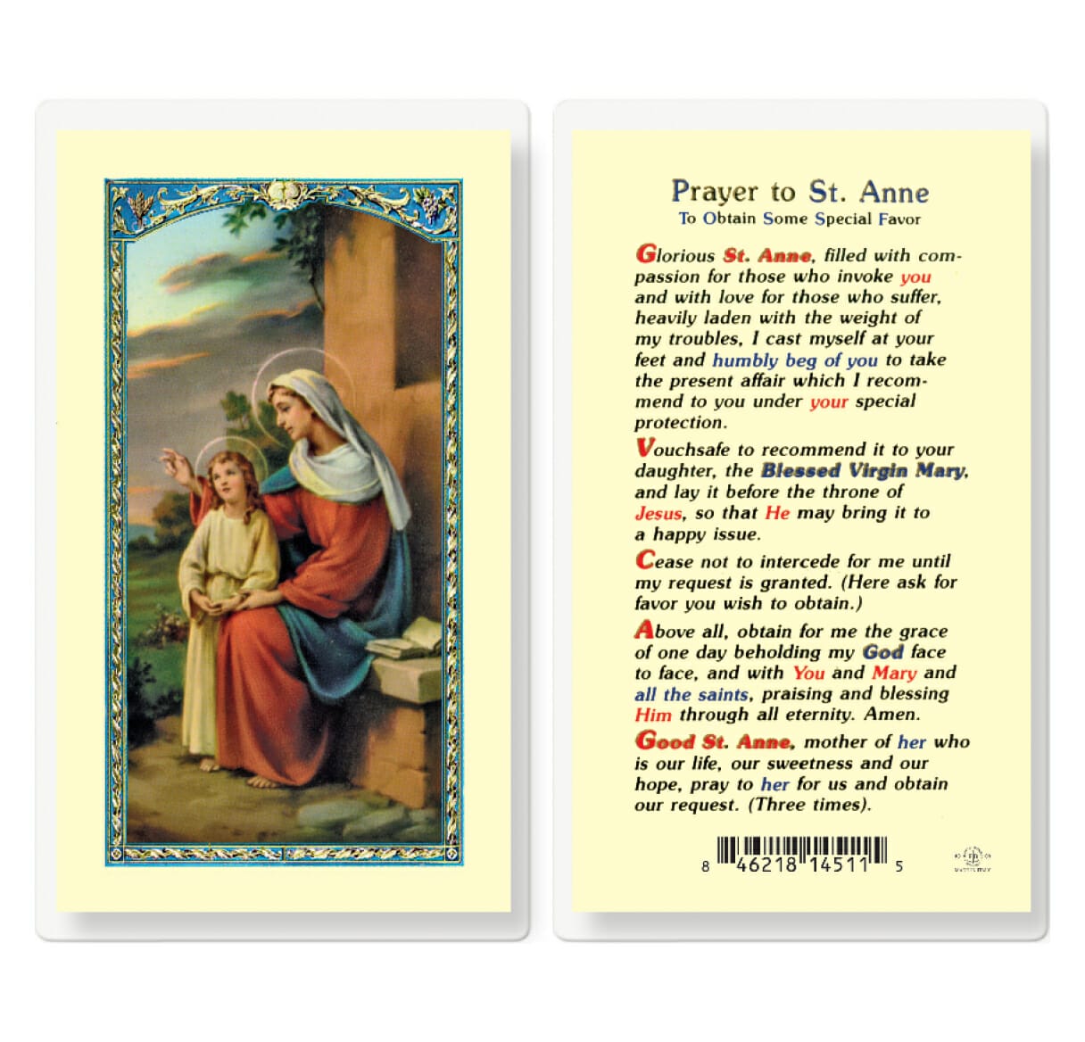 Saint Anne Prayer to Obtain Favors - 25 Pack