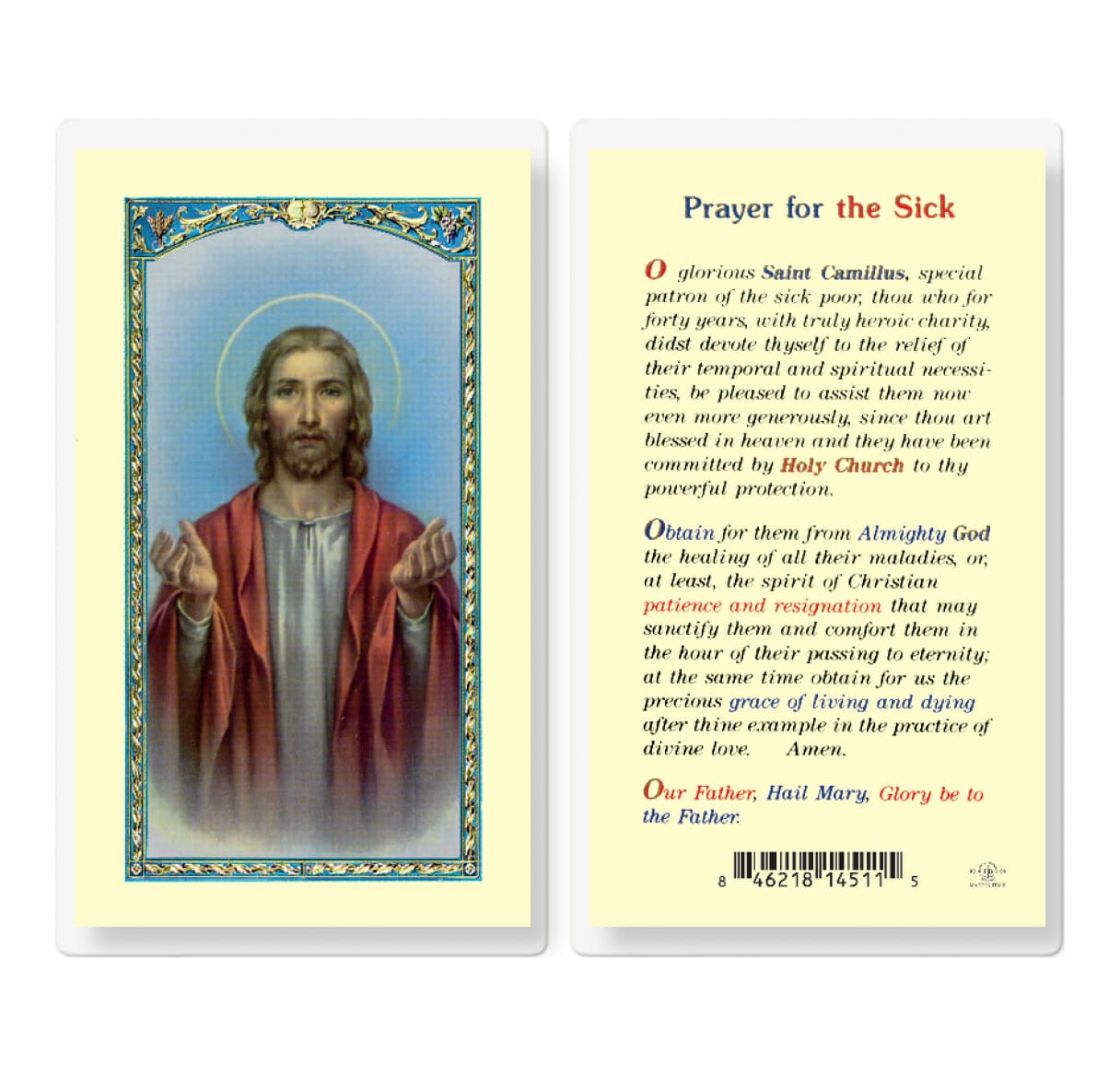 Prayer for the Sick Laminated Holy Card - 25 Pack