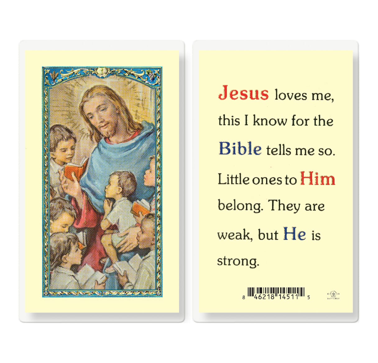 Jesus Loves Me Laminated Holy Card - 25 Pack