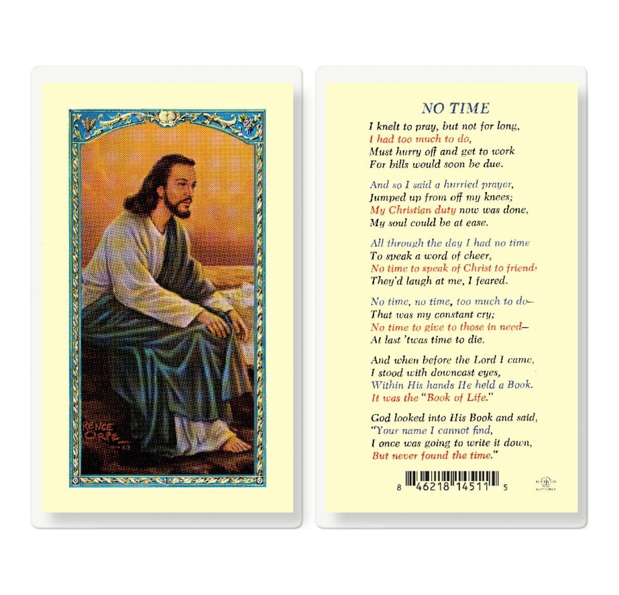 No Time Laminated Holy Card - 25 Pack