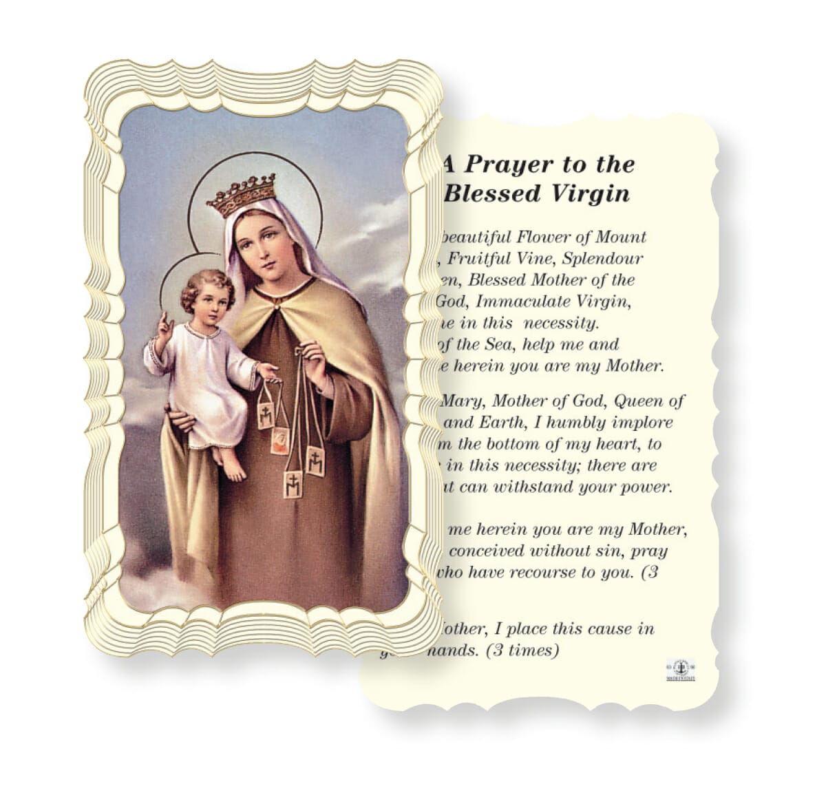 Our Lady of Mount Carmel Holy Card - 50 Pack - Buy Religious