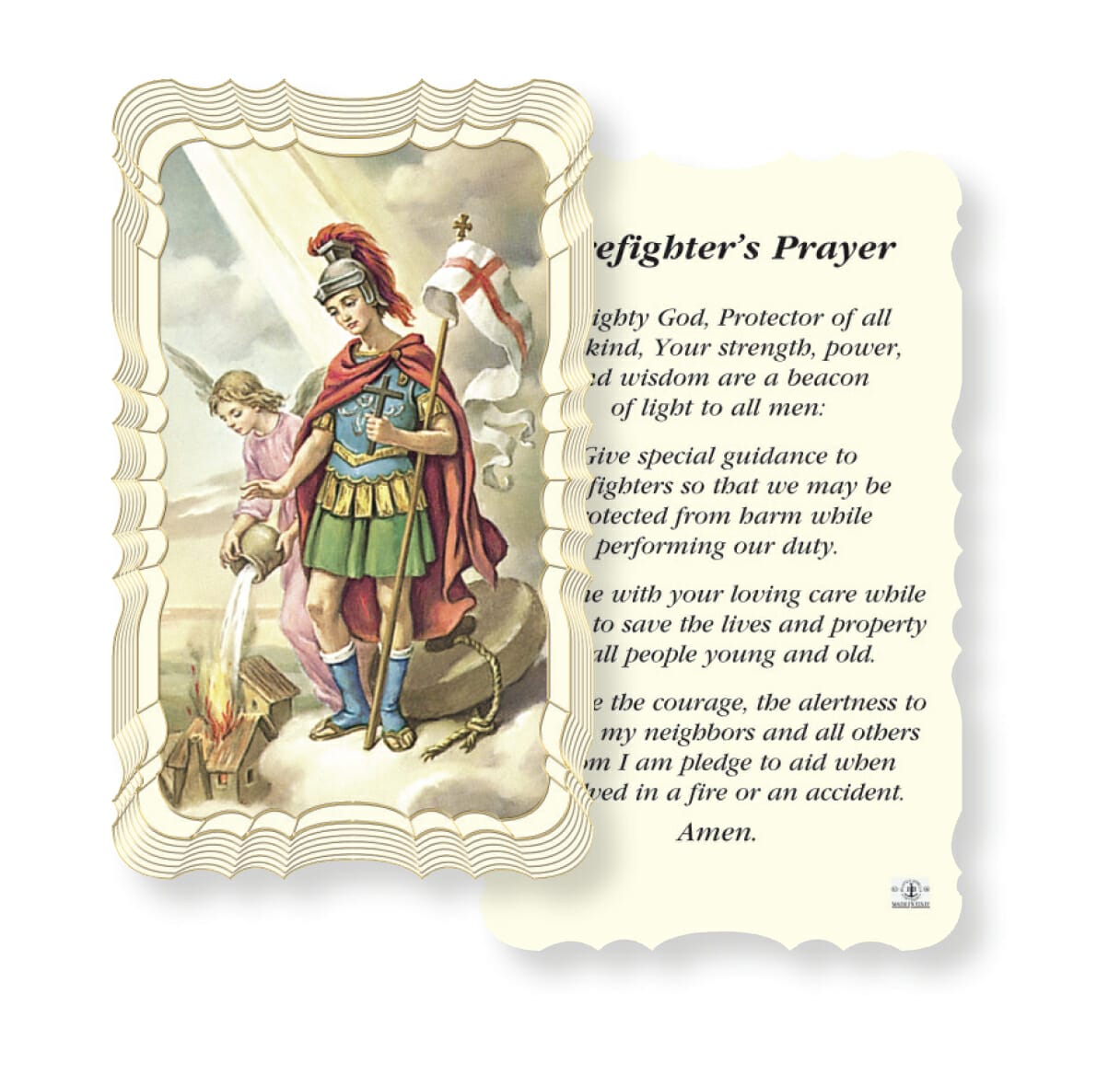 Saint Florian Firefighter's Prayer Gold-Stamped Holy Card - 50 Pack