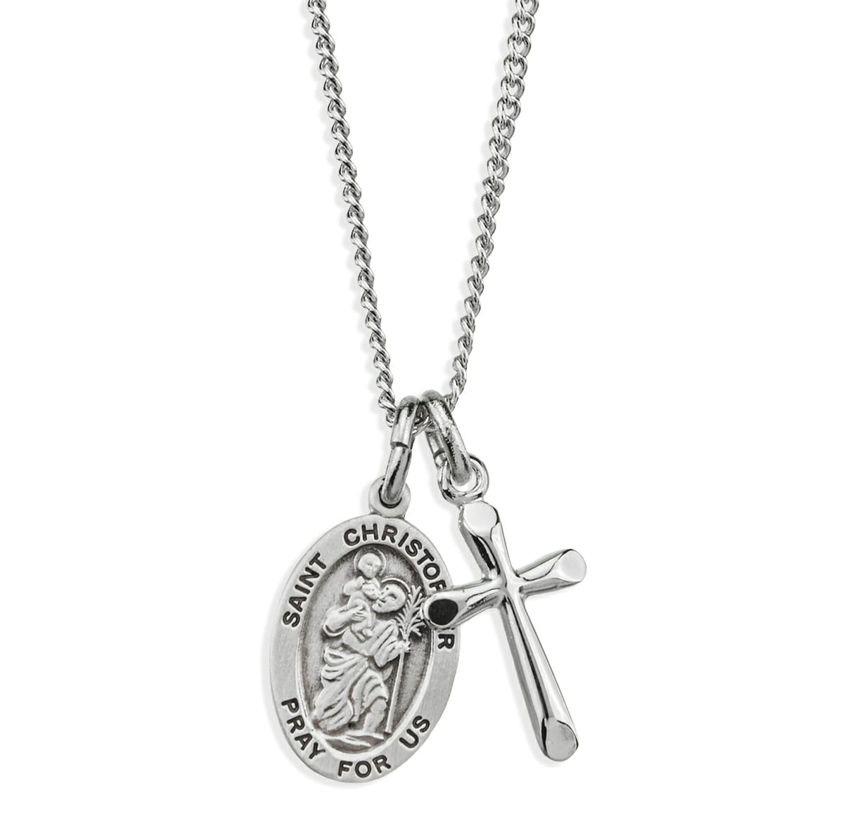 Sterling Silver St. Christopher Medal and Small Cross - Buy Religious ...