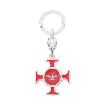 Holy Spirit Keychain with Red Epoxied Cross Pack of 3
